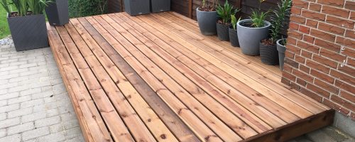 Wooden deck in garden